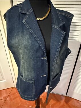 Relaxed Dark Blue Denim Vest - Unbranded